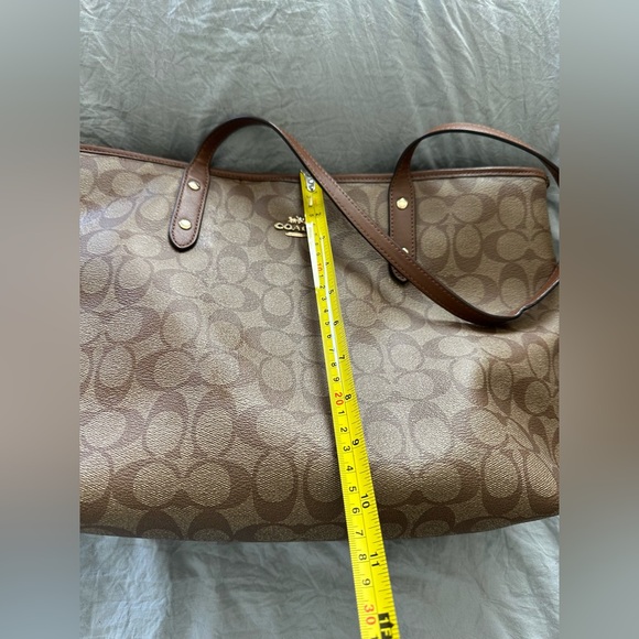 Coach City Brown Leather Double Handles Tote Bag - Picture 9 of 9